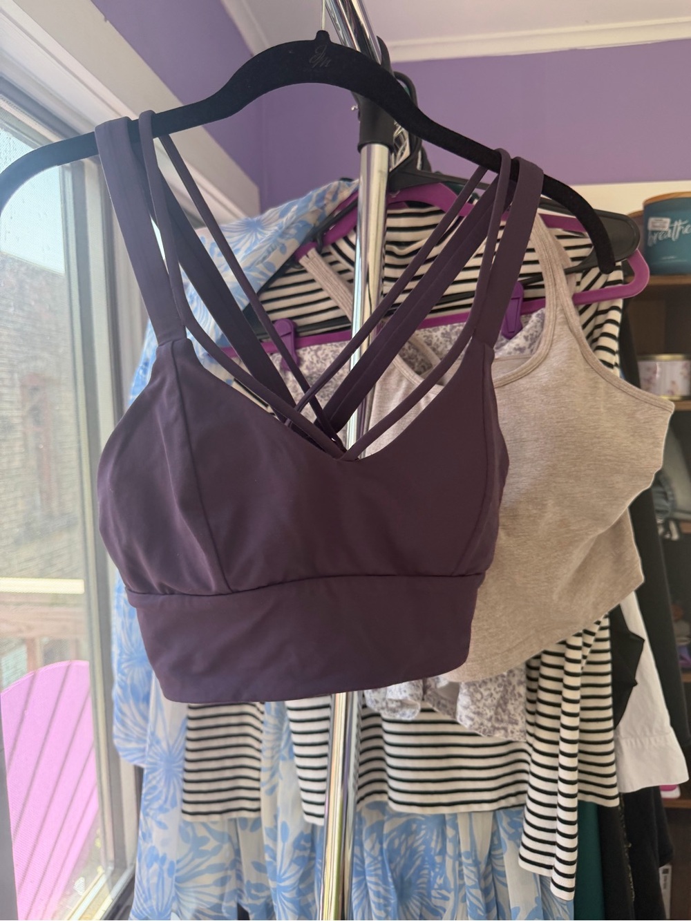 LuluLemon Size 6 Strappy V-Neck Bralette in Deep Plum